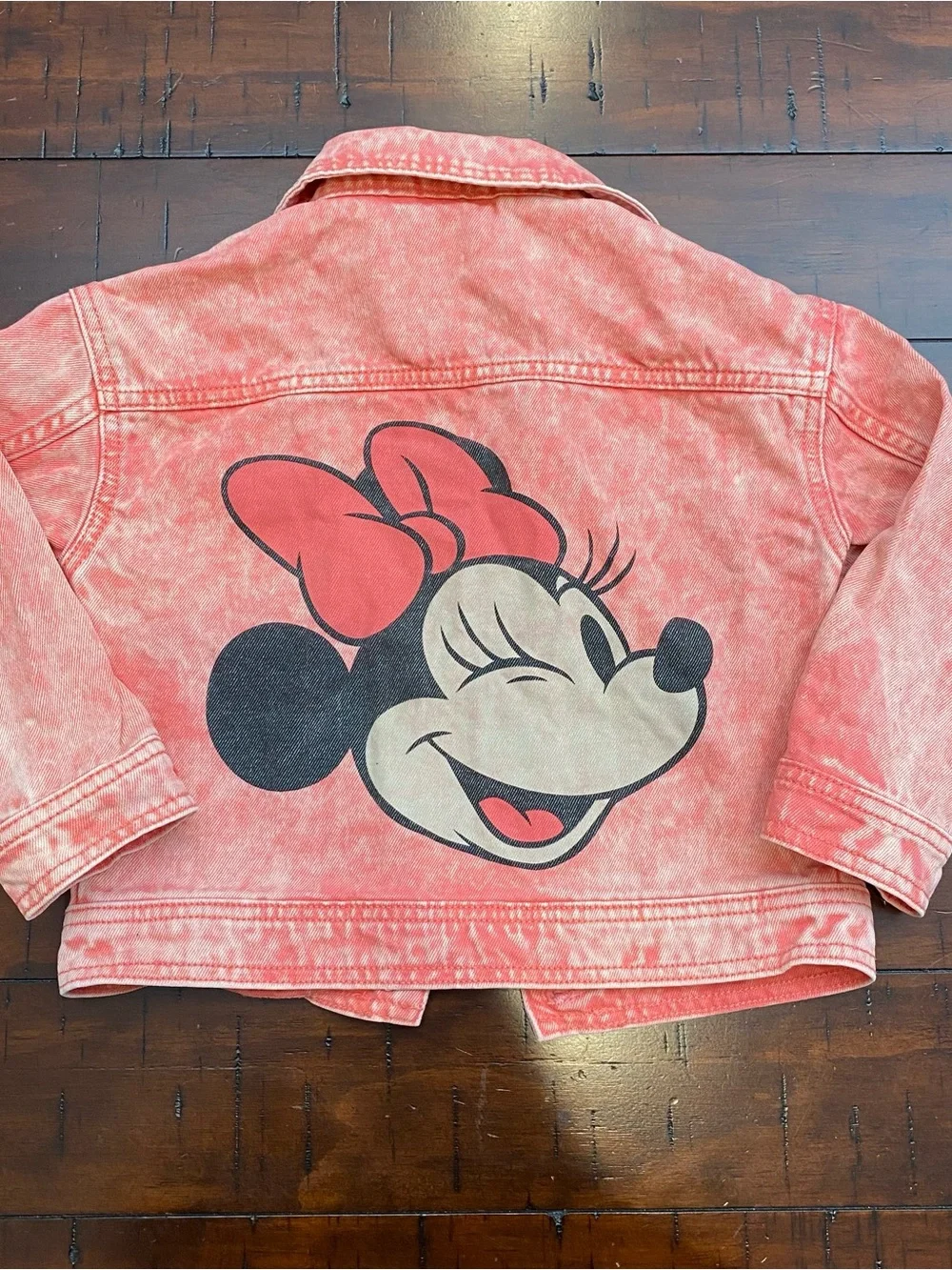 Disney Junior Sz 4T Minnie Mouse Pink Acid Wash Denim Jean Jacket
